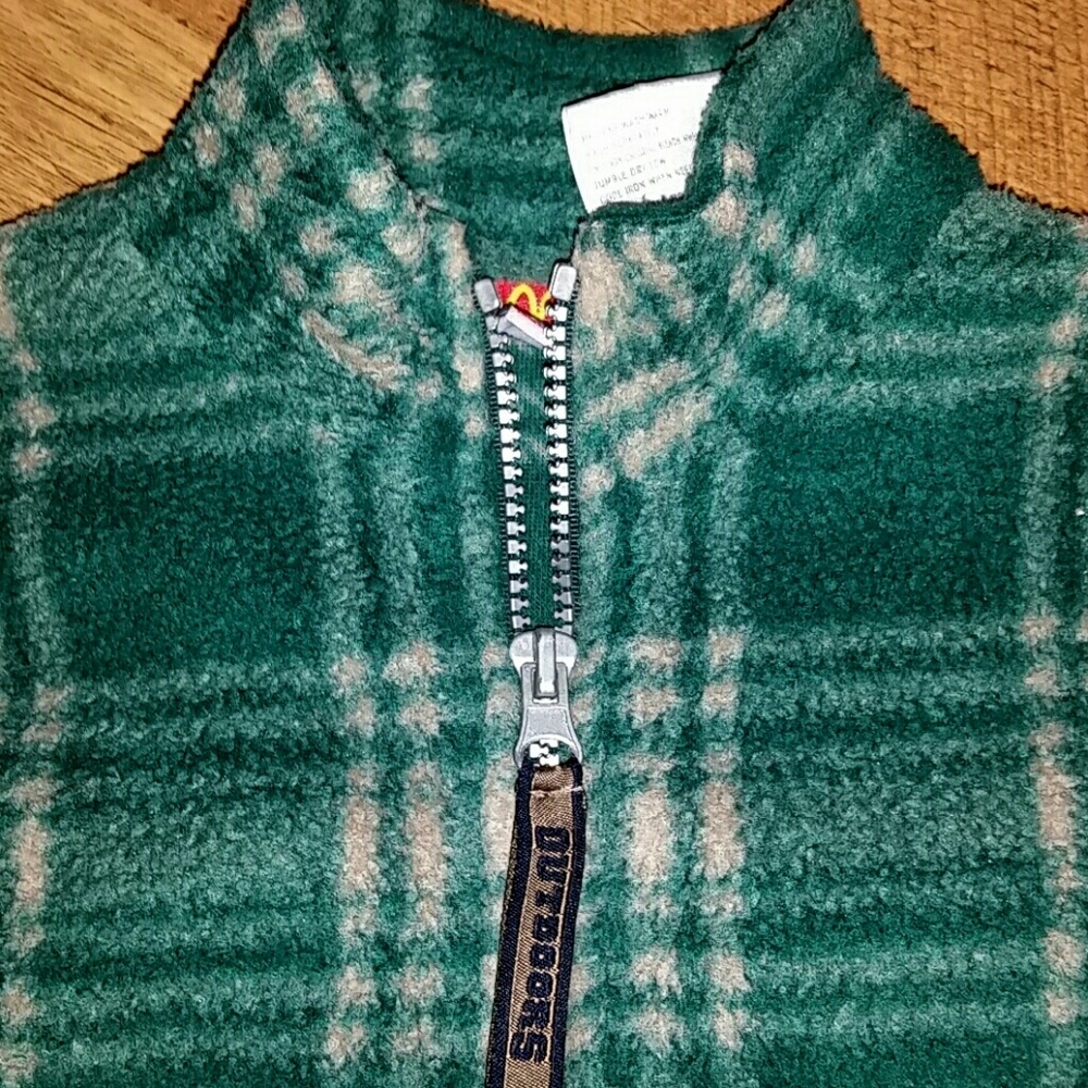 Green Boys Fuzzy Plaid Quarter Zip Pullover Jacket Size‎ 2T - Picture 2 of 3